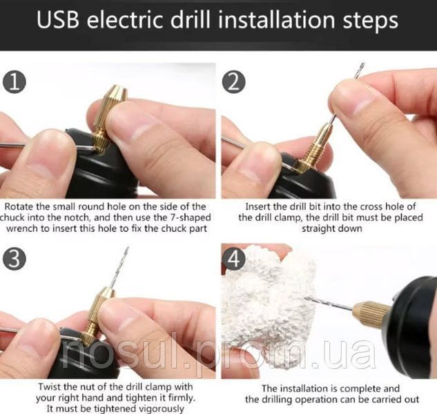 Ручна мініелектродрель DIY електрична USB-електродрель інструменти для епоксидної смоли ювелірні вироби 8009 фото