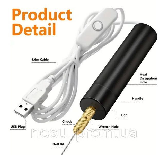 Ручна мініелектродрель DIY електрична USB-електродрель інструменти для епоксидної смоли ювелірні вироби 8009 фото