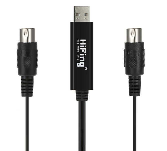 USB MIDI-кабель HiFing (інтерфейс 1 в 1 out 2*DIN5) &mdash; під'єднайте музичну клавіатуру до комп'ютера (синтезатор, міді клавіатура...) 0652-2 фото
