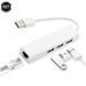 USB хаб на 3 порта + сетевая карта RJ-45 Адаптер переходник USB to RJ45 Lan 10/100 мбит LAN WAN 3271 фото 2