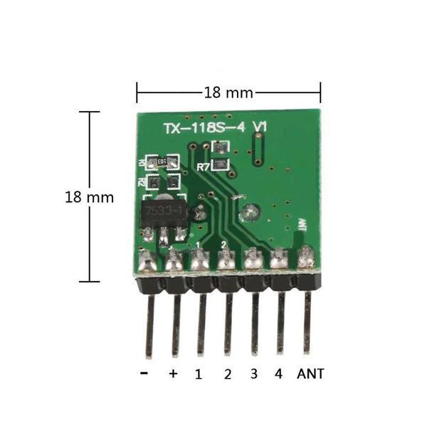 TX118SA-4 передатчик трансмиттер 433 MГц 4 канала кодировка 1527 Learning Code Decoder Module 7254 фото