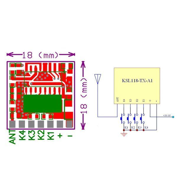 TX118SA-4 передатчик трансмиттер 433 MГц 4 канала кодировка 1527 Learning Code Decoder Module 7254 фото