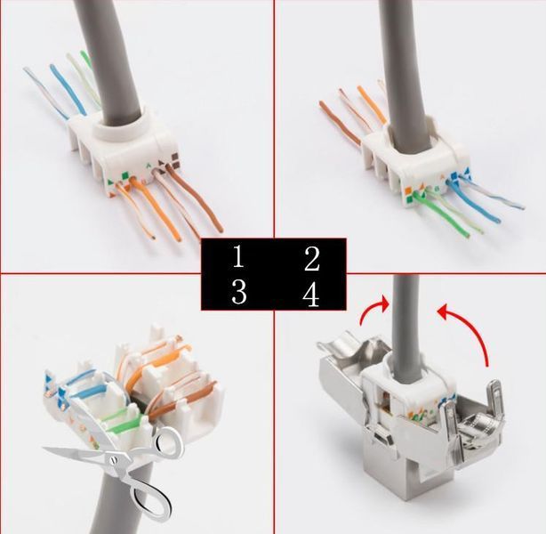 Модуль RJ45 Keystone для мережевих комп'ютерних розеток (під рамку блоку розеток) Jack cat.5e UTP Т568А/В кат.5е AMP-PC Network Mo 5006 фото