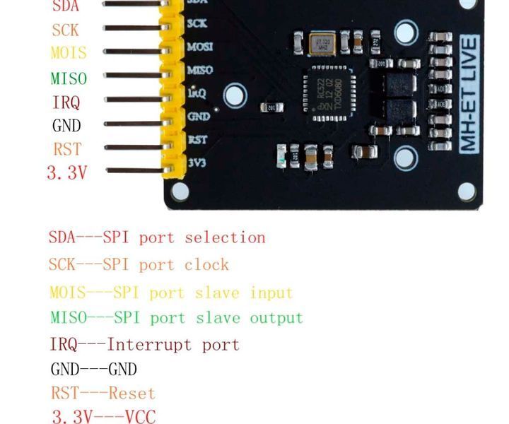 Mini RFID RC522 SPI MIFARE 14443А 13.56 МГц (модуль+карта+брелок) для Arduino MIFARE S50/S70/UltraLight/Pro/DESfire 5134 фото