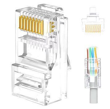 Конектор RJ45 UTP Cat6/Cat5e для крученої пари (8P8C) 1 шт T-568B інтернет-роз'єм неекран нековзний під кабел 0016-2 фото