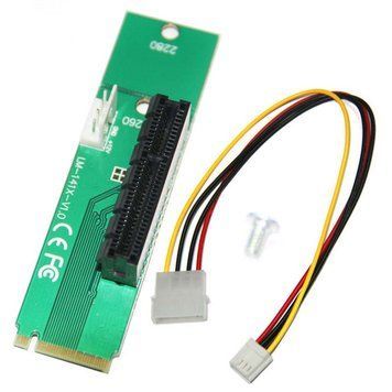 Майнінг M2 Адаптер PCI-E 4x до NGFF M.2 з живленням Molex 4426 фото