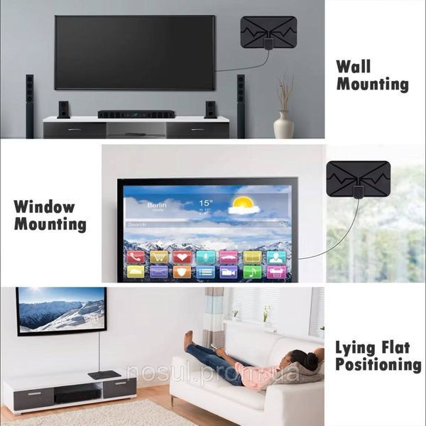 DVB-T2 HDTV 1080i антена цифровая комнатная компактная (крепление на скотче) + USB усилитель VHF/UHF/FM 7954 фото