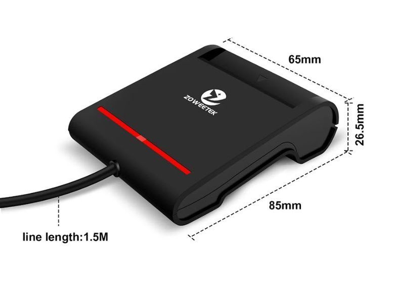 ZOWEETEK USB 2.0 #2 картридер для смарт-карт (IC/ID/EMV) &ndash; компактный и универсальный считыватель для ПК ISO 7816 &nbsp;12026-1 Chip Card Reader 6582-2 фото