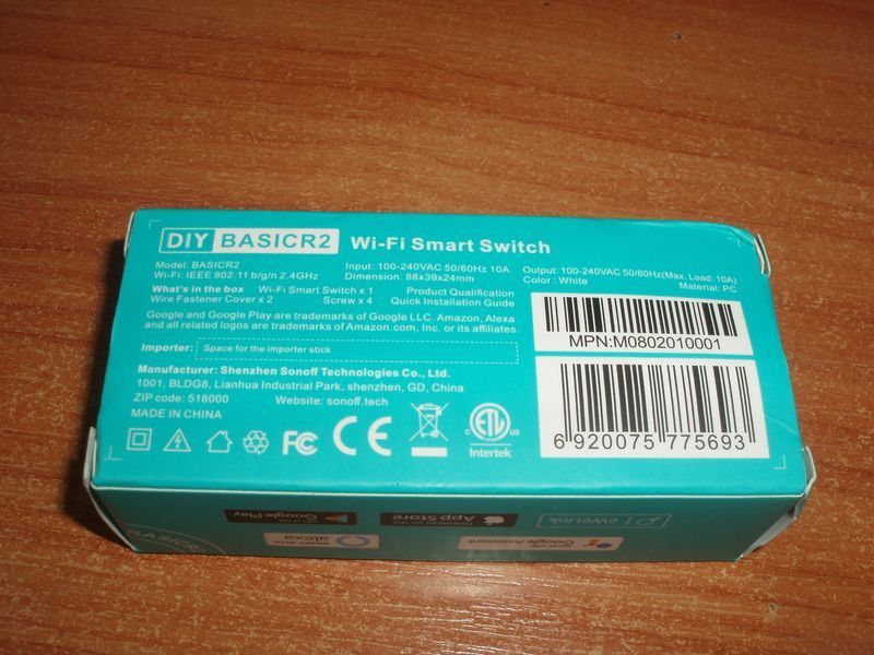 Sonoff Basic R2 10A Wi-fi switch&nbsp;бездротовий wi-fi вимикач розумний дім автоматизація освітлення живлення 4875 фото
