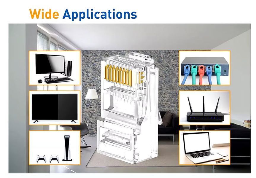 Конектор RJ45 UTP Cat6/Cat5e для крученої пари (8P8C) 1 шт T-568B інтернет-роз'єм неекран нековзний під кабел 0016-2 фото