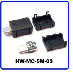 Коннектор Micro USB 5 pin в корпусе папа Type-B папа Male Three-piece Socket Connector HW-MC-5M-03 2602 фото