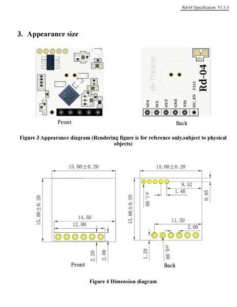 Ai-Thinker RD-04 10G (10 ГГц) Radar Sensor 10.525GHz Інтелектуальний радарний датчик руху для виявлення присутності людини Human Micro Motion Sensing Rd04 XBR818 8147 фото