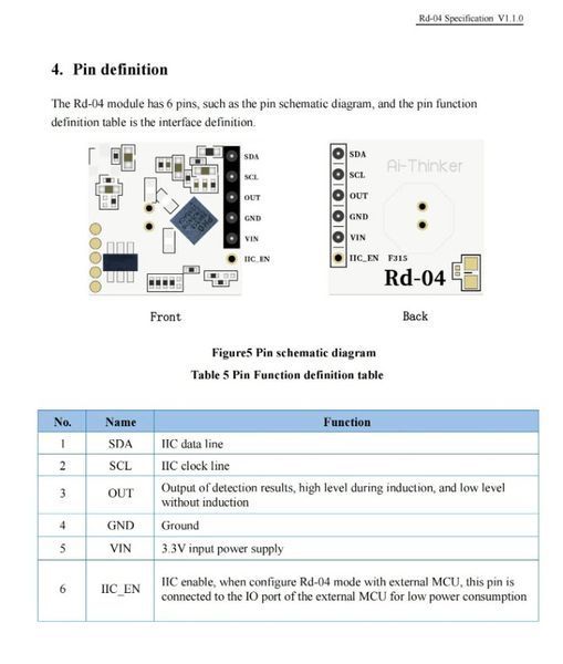Ai-Thinker RD-04 10G (10 ГГц) Radar Sensor 10.525GHz Інтелектуальний радарний датчик руху для виявлення присутності людини Human Micro Motion Sensing Rd04 XBR818 8147 фото