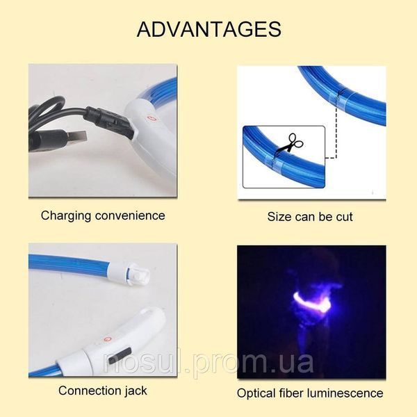 Trixie ошейник LED (красный) зарядка АКБ через USB регулируемый по длине (~ 45-50 см) с возможностью уменьшени 6569 фото