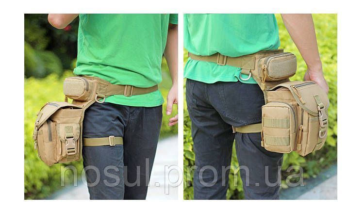 Поясная тактическая сумка (набедренная) черный, leg-bag, многофункциональная, армейская, для путешествий 5296 фото