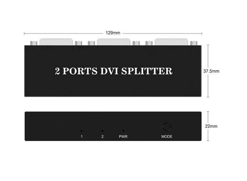 DVI-D/DVI-I Splitter 1x2 &ndash; сплиттер делитель переключатель с 1 входа на 2 выхода (DVI-D) для одновременного вывода изображения на два монитора (с доп.питанием) 2653-2 фото