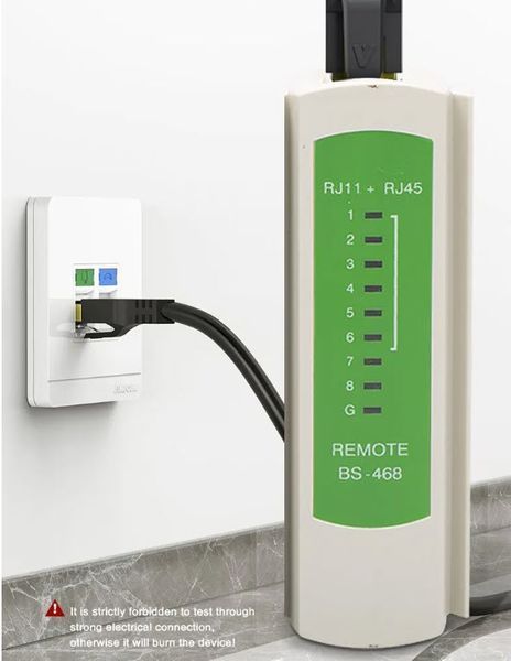Master-Remote BS-468 (CPJ20 16T 0318) RJ45 RJ11 тестер кручений пари та телефонного кабелю універсальний Cat5 Cat6 CAT7 8P 6P LAN Cable And RJ11  Дозволяє в автоматичному режимі протестувати ділянку мережі, кабельне з'єднання на наявність розривів та зами 0070 фото