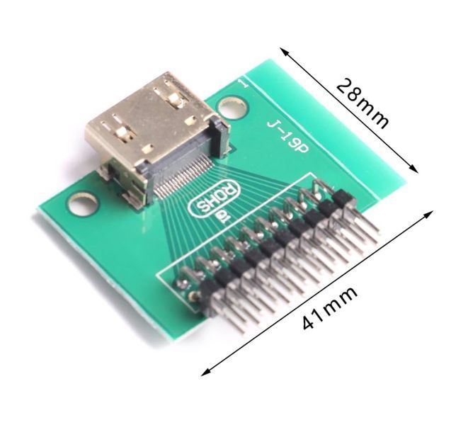 HDMI 19-pin female Test Board DIP (2,54 мм) плата разработчика тестовая для моделирования и прототипирования Socket Adapter Jack PCB Transfer Board 8116 фото