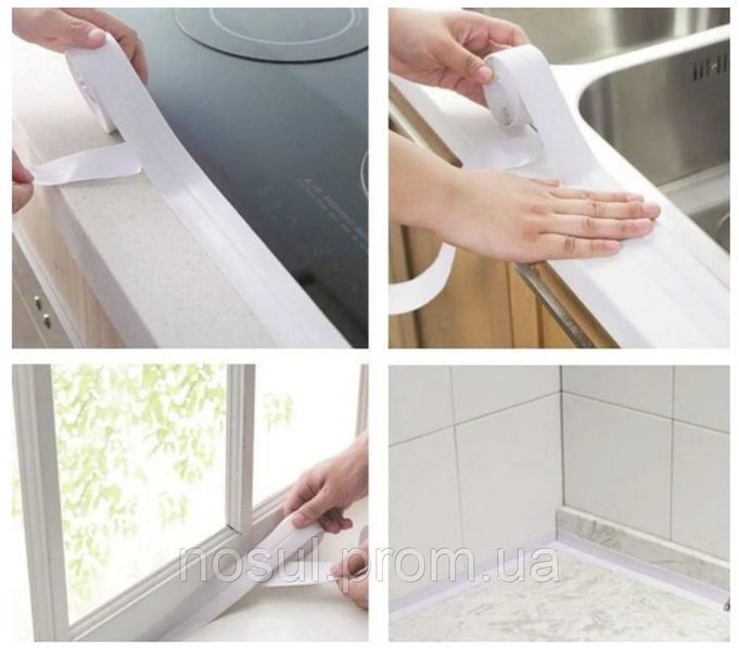 Лента уплотнительная бордюрная для ванны и кухни (3,2 м * 2,2 см) СЕРАЯ Waterproof Tap Arivans 6525 фото