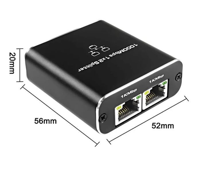 Спліттер мережна RJ45 Ethernet 10/100/1000 Мбіт/с RJ45 (1 вхід -> 2 виходи) LAN гігабітний адаптер езернет комутатор розгалужувач 1000Mbps  8192 фото