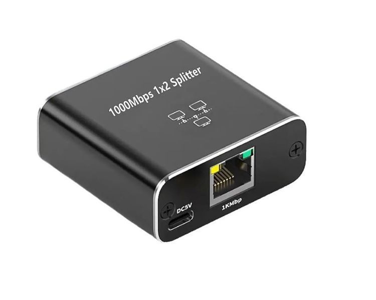 Спліттер мережна RJ45 Ethernet 10/100/1000 Мбіт/с RJ45 (1 вхід -> 2 виходи) LAN гігабітний адаптер езернет комутатор розгалужувач 1000Mbps  8192 фото