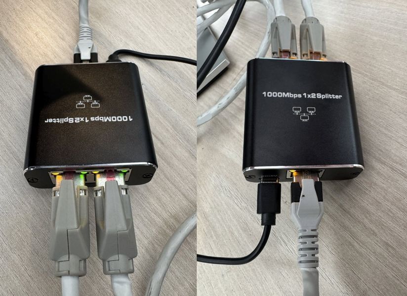 Спліттер мережна RJ45 Ethernet 10/100/1000 Мбіт/с RJ45 (1 вхід -> 2 виходи) LAN гігабітний адаптер езернет комутатор розгалужувач 1000Mbps  8192 фото