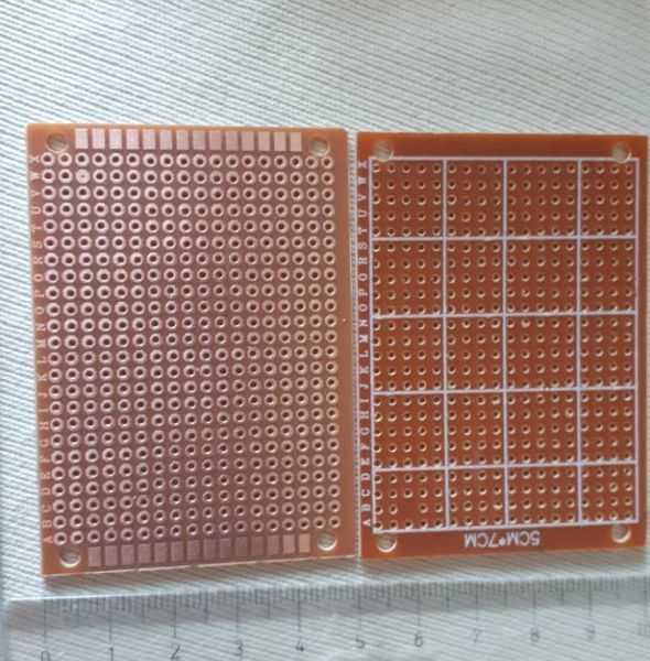 PCB плата макетна 50*70mm (крок 2.54 мм) для прототипування двостороння текстиліт (товщина 1.2 мм, жовта) 5027-4 фото