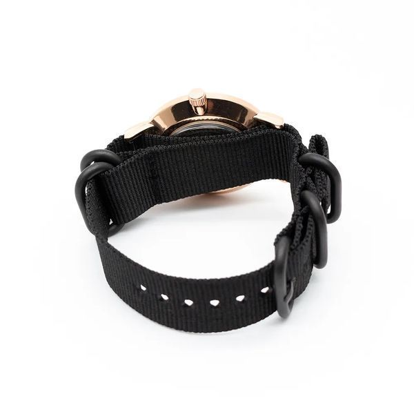 Military Zulu Black 18 мм (5 колец) цельный ремешок ЧЕРНЫЙ (ширина 18 мм) нейлон черные застежки военный 7246 фото