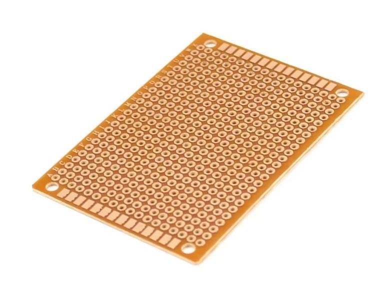 PCB плата макетна 50*70mm (крок 2.54 мм) для прототипування двостороння текстиліт (товщина 1.2 мм, жовта) 5027-4 фото