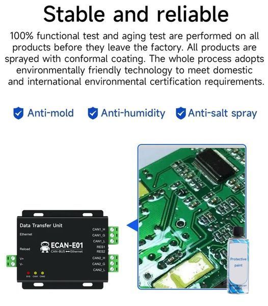 Ebyte ECAN-E01S анализатор шины CAN 2.0 (RJ45,DC 8...28V, TCP/UDP 10/100M) преобразователь данных OEM/ODM ECAN-E01S 2.0 в Modbus TCP Ethernet прозрачная передача CANBUS в облачную передачу RJ45 CAN-E01S - это высокопроизводительное промышленное устройство 7686 фото