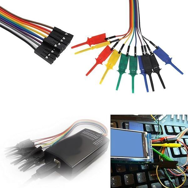 Тестовая клипса для логического анализатора 1 шт -20 см- (Male head "папа") Jumper wire Clip Test Hook Clips Logic Analyzer 3571-3 фото