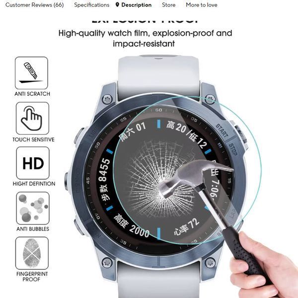 Garmin Fenix 7X (42 мм) Solar скло захисне 9H Premium Tempered Glass 7868 фото