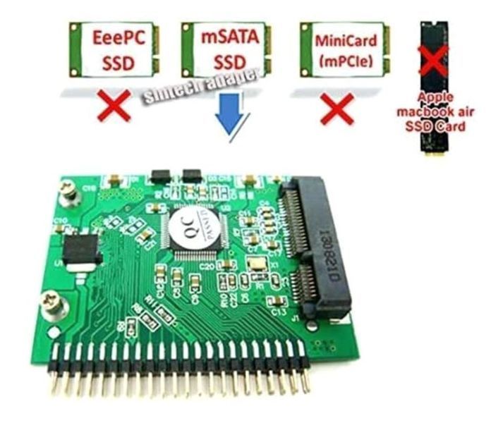 Адаптер переходник 2.5" IDE 44 pin - SSD mSATA Mini PCI-E (55*47 мм) под установку для старых ноутбуков 2915 фото