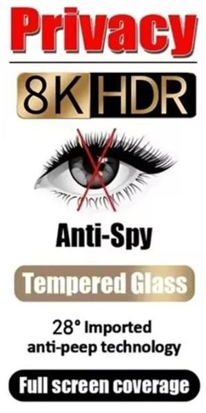 Apple iPhone 14Plus/16Plus 6,7" скло 3D 9H AntiSpy -Privacy- тоноване захисне протиударне з кутом огляду 30 градусів (колір: чорний)&nbsp; 8226 фото