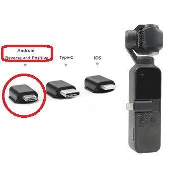 DJI Osmo Pocket micro USB (зворотний, 180 градусів, reverse) Phone Adapter перехідник для під'єднання до мобіль 5560 фото