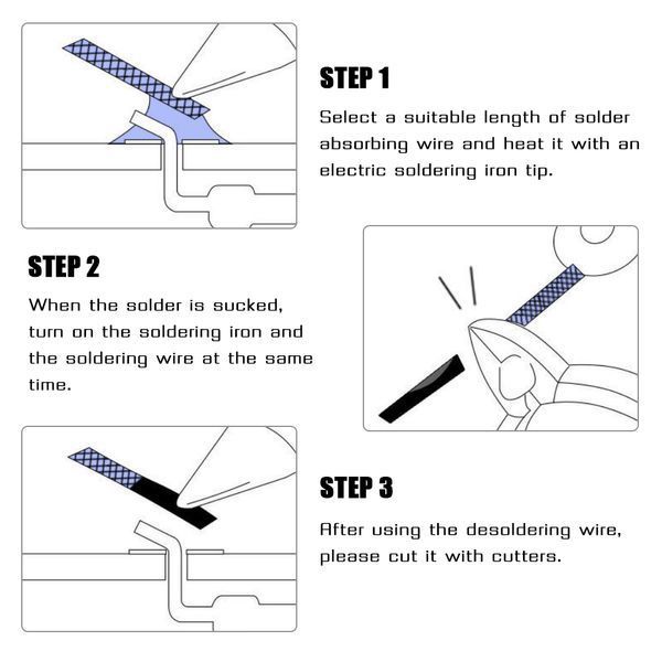 CP-1515 оплетка для выпайки припоя 1.5 мм (1.5 м) Desoldering Braid Solder Remover Оплетка для выпайки припоя CP-2015 1.5 мм * 1.5 м. &nbsp;Диаметр: 2,0 мм. &nbsp;Длина: 1,5 м. &nbsp;Вес: 9 г.  Высококачественная медная оплетка профлюсована флюсом класса &laquo;RMA&raquo;. Особотон 3031-2 фото