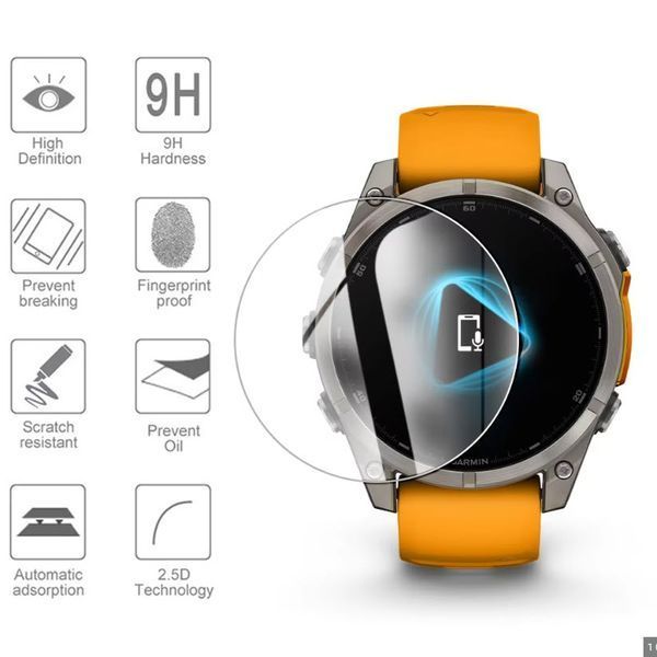 Garmin Fenix 8 (43 мм) Solar стекло защитное 9Н Premium Tempered Glass 7993 фото