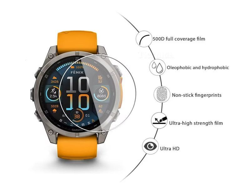 Garmin Fenix 8 (43 мм) Solar стекло защитное 9Н Premium Tempered Glass 7993 фото