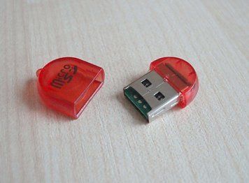 Картридер USB &mdash; Micro SD червоний компактний 4822 фото