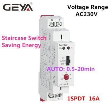 GEYA GRT8-LS реле часу імпульсне на Din рейку 230VAC 16A 0.5-20mins Staircase Switch Lighting Timer Switch 5453 фото
