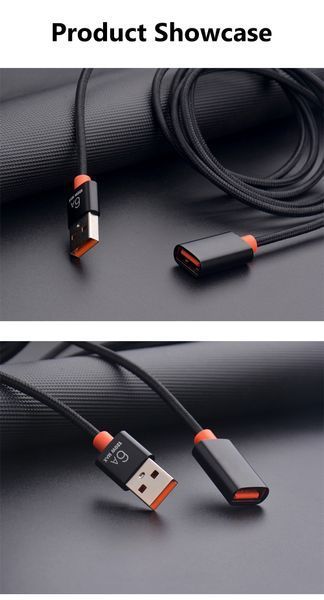 USB 3.0 6А 120W подовжувач (1.5 м) гнучкий кабель обплетення extender Cable Female To Male 7248 фото