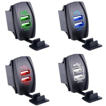 Автомобільний зарядний USB адаптер LED сокет 2 USB 12*24 В із заглушкою підсвіткою під'єднання до АКБ 3760, 3762, 3837, 4011 фото