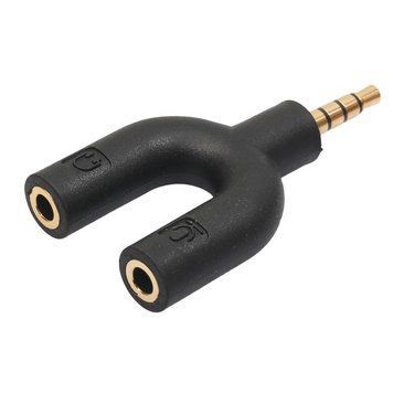 OMPT переходник для микрофона и наушников,&nbsp;3.5 мм 4 pin (папа) - 2*3.5 мм 3 pin (мама) гарнитура mic подключен 4299 фото