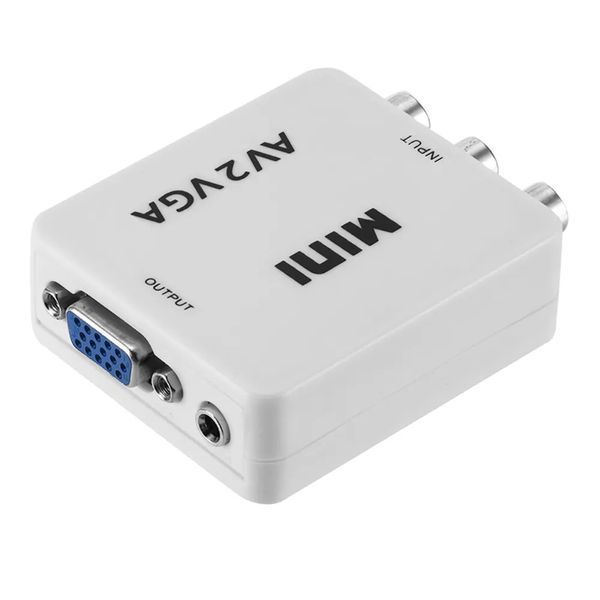 Конвертер AV 3*RCA - VGA (720р, 1080р) + 3.5 мм audio преобразователь видеосигнала VHS DVD Game Dendy для выво 7597 фото