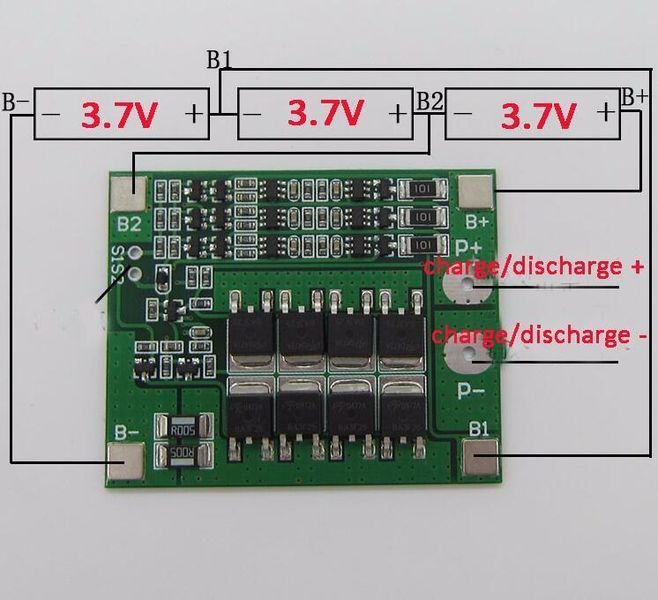 BMS контролер 3S 25А Geekcreit плата заряду блок живлення захисту 3x Li-ion 18650 з балансиром 3,7V (12,6V) 3х3 4635 фото