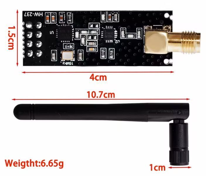 Радиомодуль NRF24L01+PA+LNA HW-237 беспроводной модуль 2.4 ГГц с антенной (дальность до 1100 м) 3.3V Wireless Transceiver RF Transceiver Module Мощный беспроводной модуль nRF24L01+PA+LNA с увеличенной дальностью связи до 1100 метров &ndash; идеальное решение дл 2012-2 фото