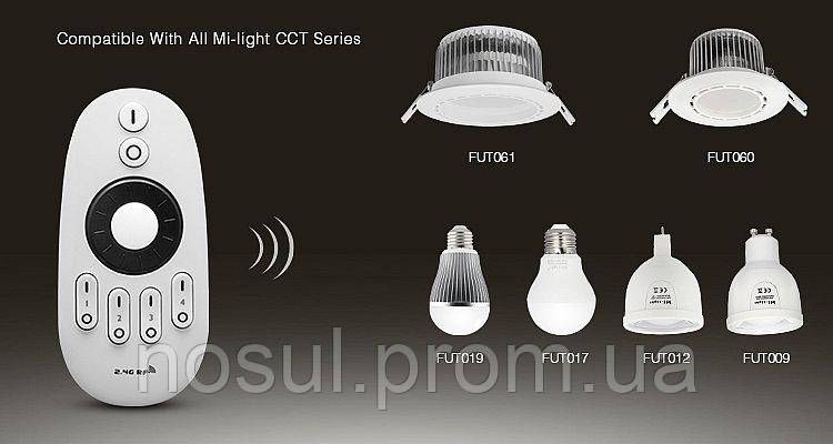 MiLight FUT006 пульт ДУ для регулировки источников света с монохромным белым свечением 2,4ГГц, 4 зоны. 5323 фото