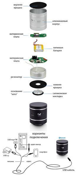 Виброколонка Adin B1BT bluetooth 10Вт Black. Портативна колонка, вібродинаміка, акустика 4956 фото