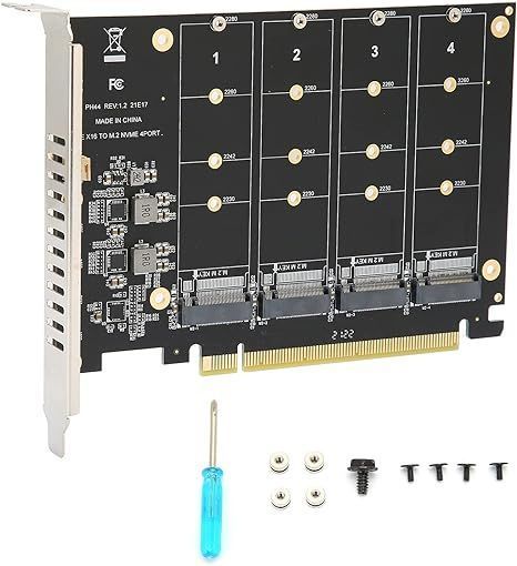PH44 версия 2.2 23G01 4-портовый M.2 NVME SSD PCIE X16 (3.0, 4.0) Адаптер-конвертер для установки SSD-дисков в слот видеокарты pci 7564 фото