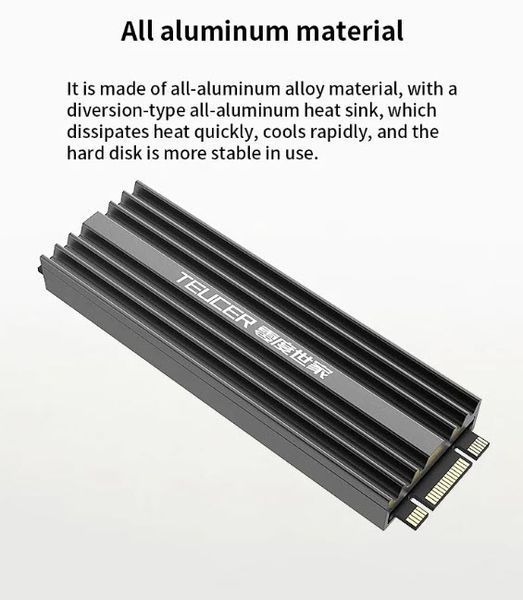 M2-LD02 радіатор двосторонній алюмінієвий SSD (чорний) для 960PRO M.2 NGFF NVME 2280 SSD з термопрокладкою охолоджувальний heatsink завтовшки 9 мм (сумісний з PS5) 4829-2 фото